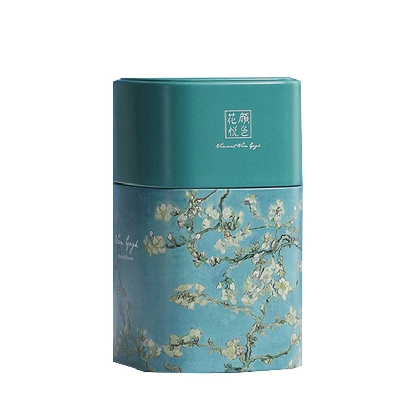 Elegant Tea Stash Jar Durable Metal Container for Herbs Storage Oil Painting Coffee Storage Container Metal Tea Box Dropshipping