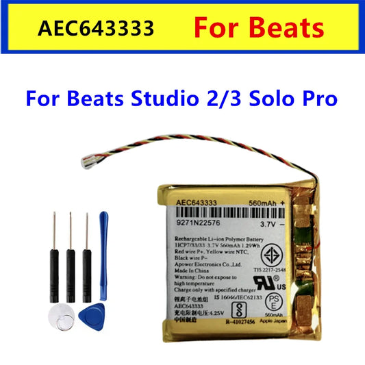 Original Replacement Battery AEC643333 For Beats Studio 2/3 solo Pro Wireless eadphones Battery +Tools