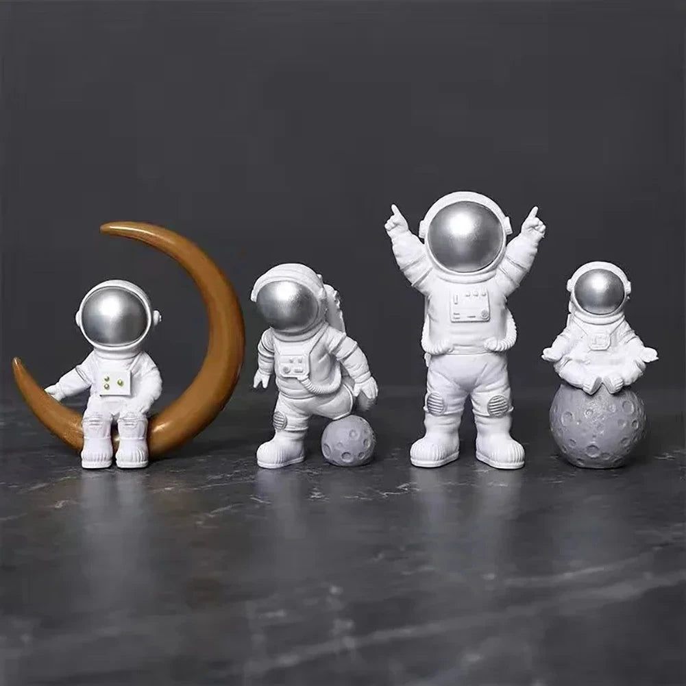 4pcs Resin Astronaut Model Figure Statue Astronaut Sculpture Educational Toy Desktop Home Decoration Model Children's Gifts