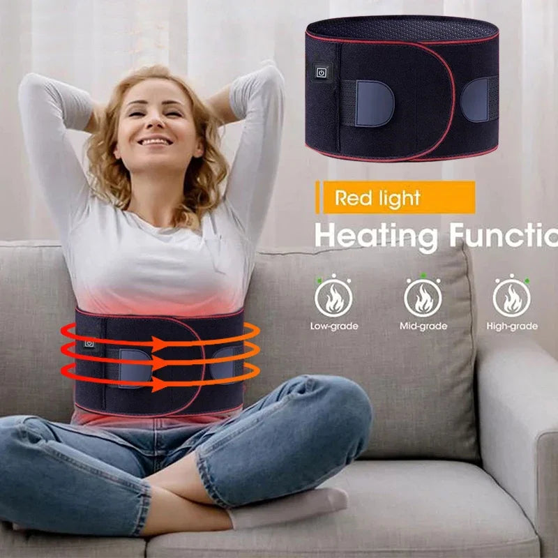 Electric Heating Belt With Adjustable Temperature Vibration Massage Waist Warmth and Hot Compress Belt Lumbar support pillow