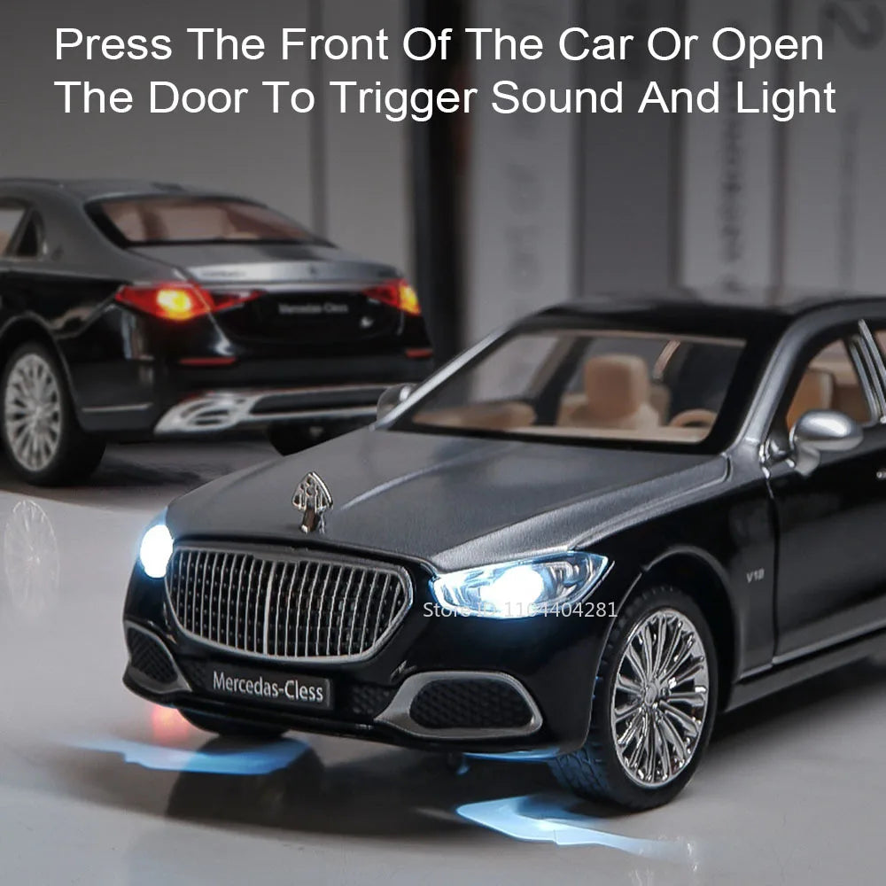 1:24 Maybach S680 GLE350 Car Toys Diecast Alloy Model Sound Light Pull Back Doors Opened Front Wheel Steering Vehices Kids Gift