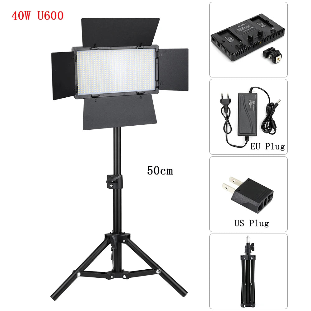 LED Fill Lamp Video Light Panel Bi-color 3200-6500K Photography Lighting Live Stream Tiktok Photo Studio Light With Tripod Stand