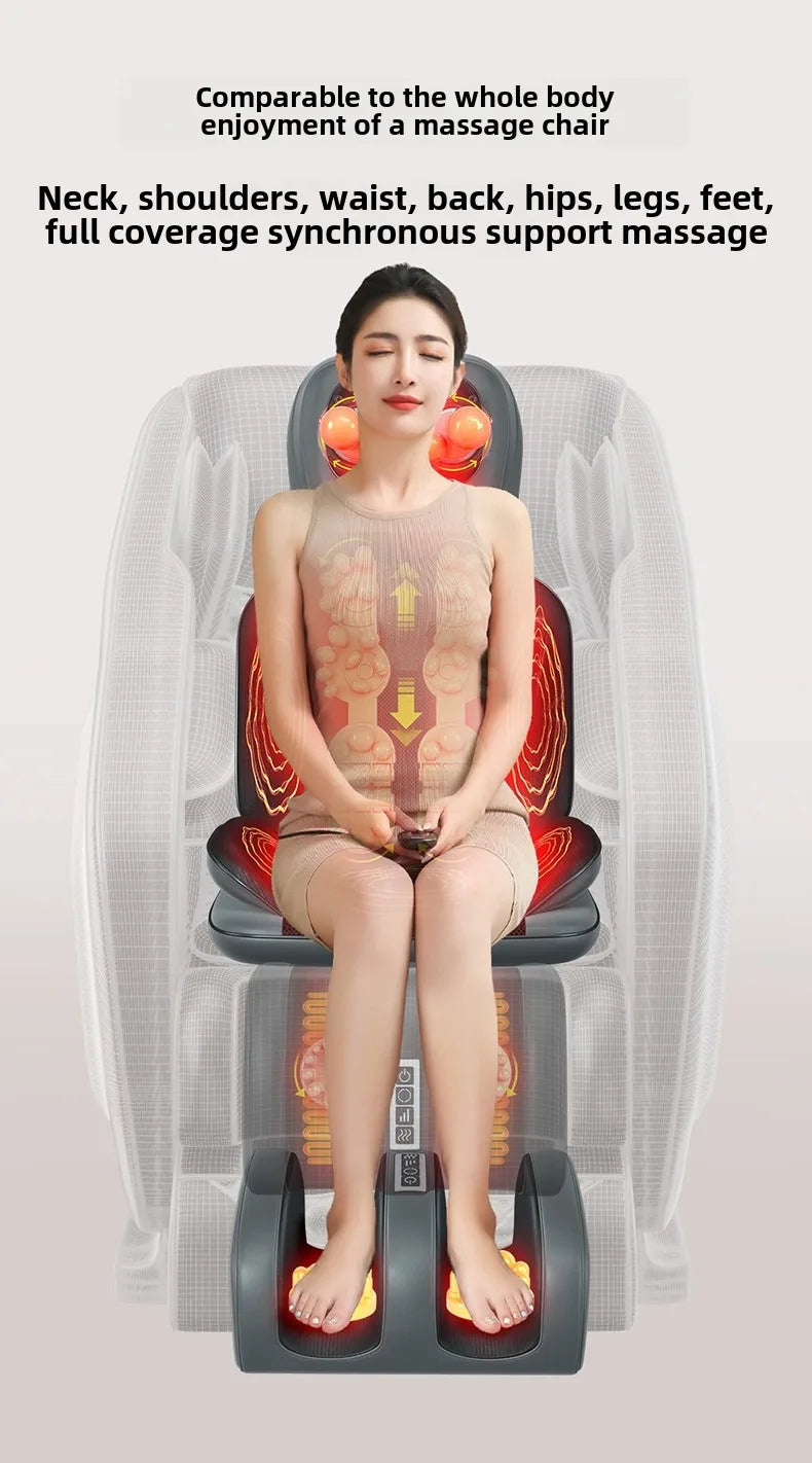 5 in 1 Folding Chair Type Massager Massage Chair Power Full Body Massager Neck Shoulder Rolling Pad Waist Back Cervical Spine Cu