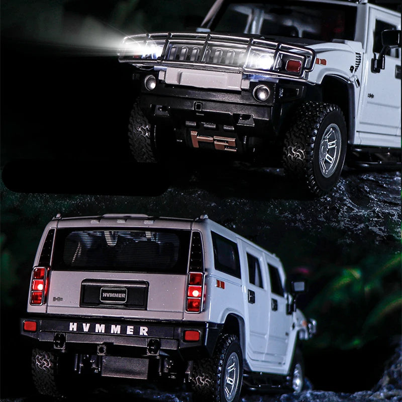 1:24 HUMMER H2 Alloy Car Model Diecast Metal Toy Off-road Vehicles Model Sound and Light Simulation Collection Children Toy Gift