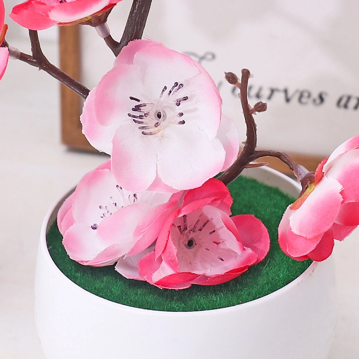 Plum Blossom Artificial Flowers Potted Vase Plants For Room Home Wedding Garden New Year Blossom Decoration Bonsai Accessories