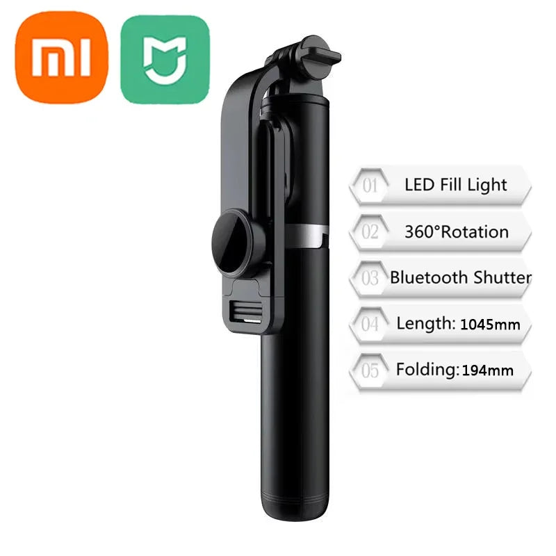 Xiaomi Mijia Selfie Stick 1045mm Wireless Bluetooth LED Fill Light Extended Tripod With Remote Shutter For Android IOS Cellphone