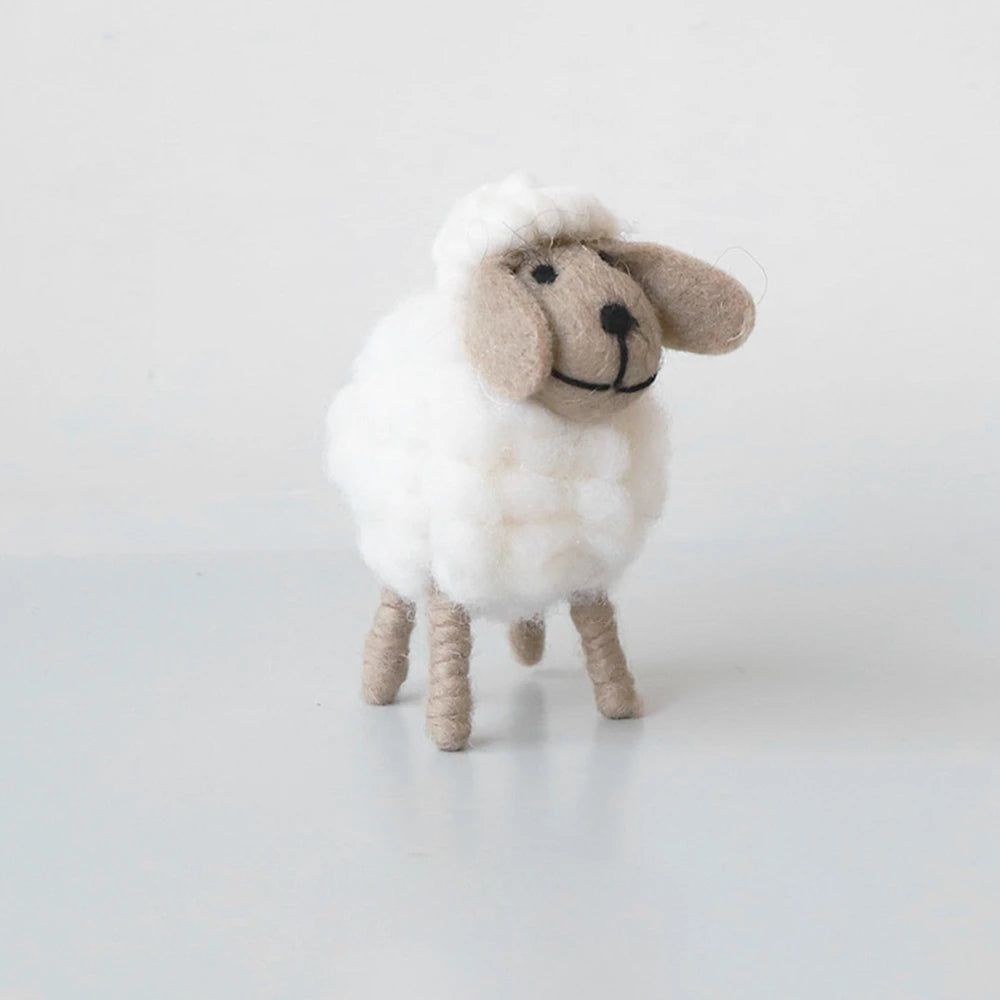 Cartoon Sheep Wool Felt Lamb Mini Table Ornament  For Home Furnishings Desktop Decor Birthday Party Festival Gift