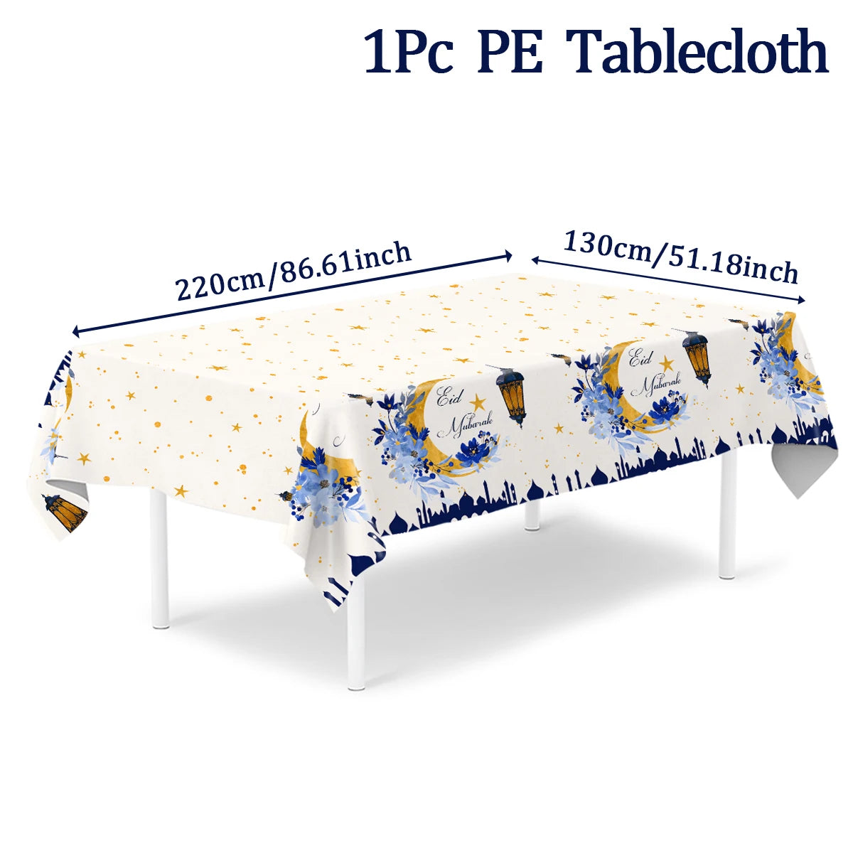 Eid Mubarak Star Moon Tablecloth Ramadan Kareem Decor for Home 2025 Islamic Muslim Party Eid Al Adha Supplies Castle Table Cover