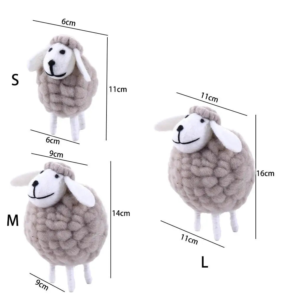 Cartoon Sheep Wool Felt Lamb Mini Table Ornament  For Home Furnishings Desktop Decor Birthday Party Festival Gift