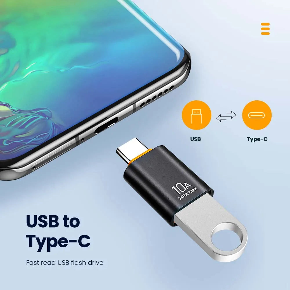 10A OTG USB3.0/2.0 To Type C Adapter TypeC Female to USB Male Converter Fast Charging OTG For Macbook Laptop Xiaomi Samsung