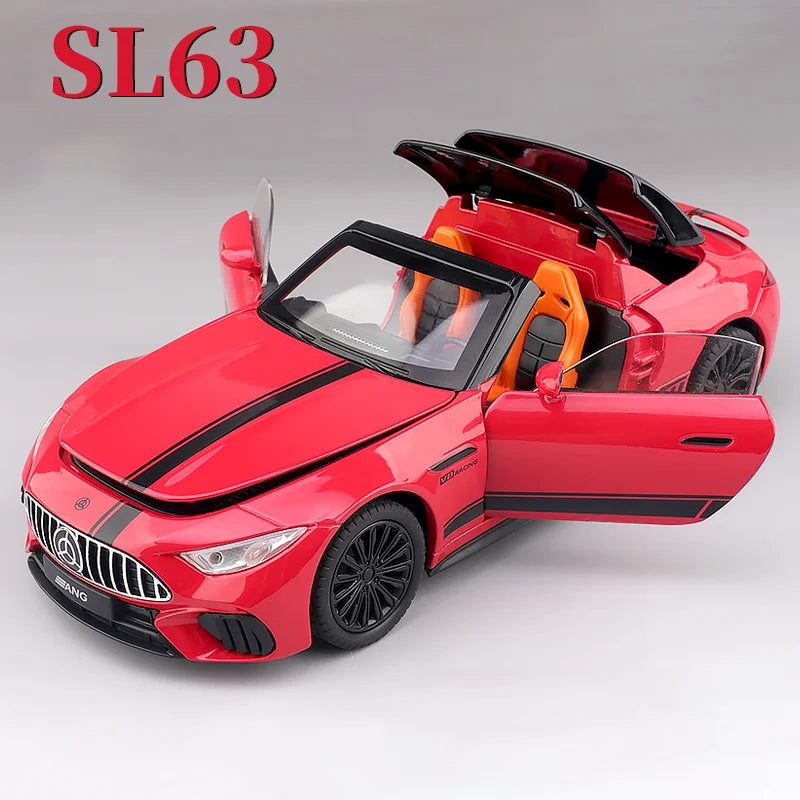 New 1:22 Benzs SL63 Supercar Alloy Die Cast Toy Car Model Sound and Light Children's Toy Collectibles Birthday gift