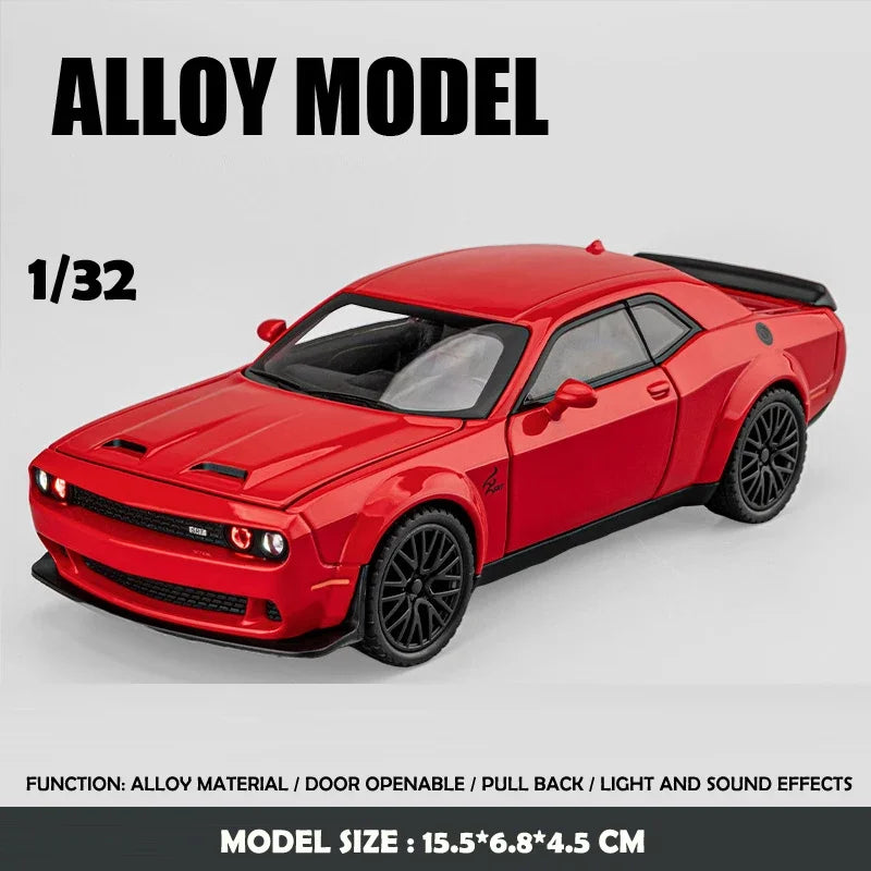 Simualtion 1:24 Dodge Challenger Hellcat Redeye Alloy Car Model Sound and Light Children Toy Birthday gift Miniature Voiture