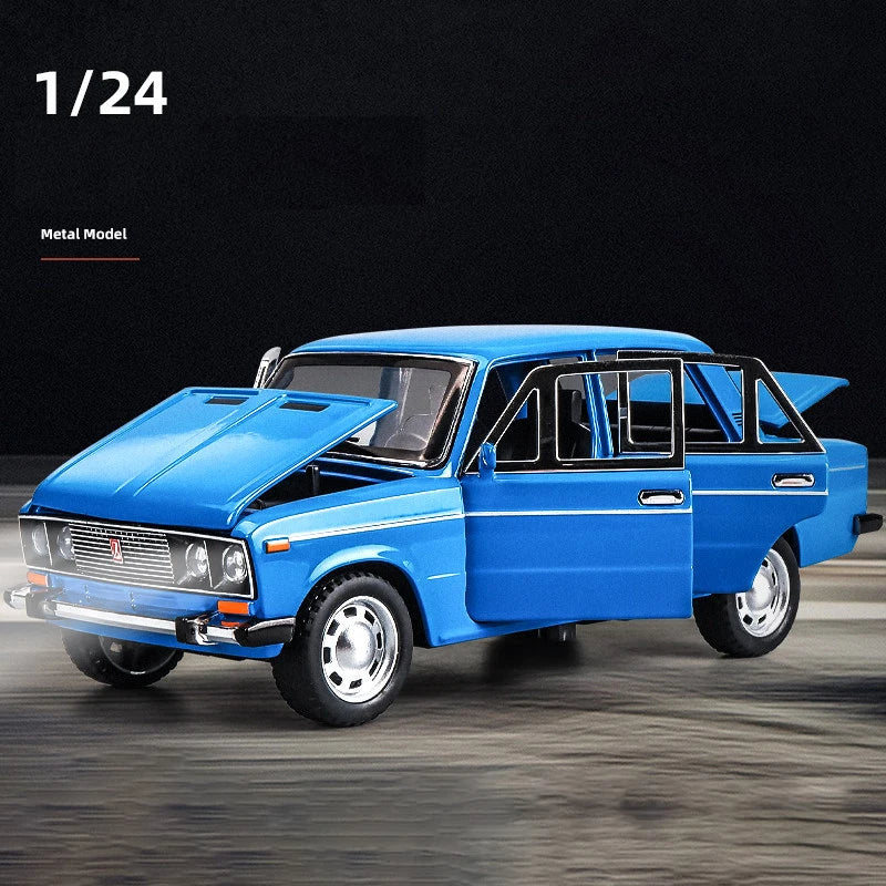 1:24 Russian LADA 2106 Alloy Car Die Cast Toy Car Model Sound and Light Children's Toy Collectibles Birthday gift