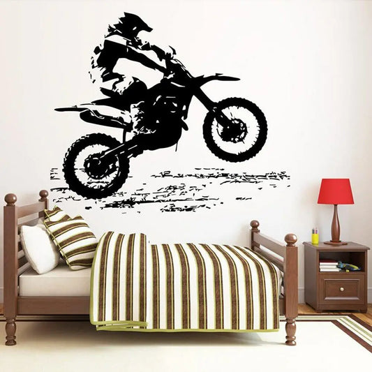 Motocross Wall Decal for Boys Motorcycle Wall Sticker Dirt Bike Wall Decor Bedroom Posters Vinyl Murals Home Decoration P391