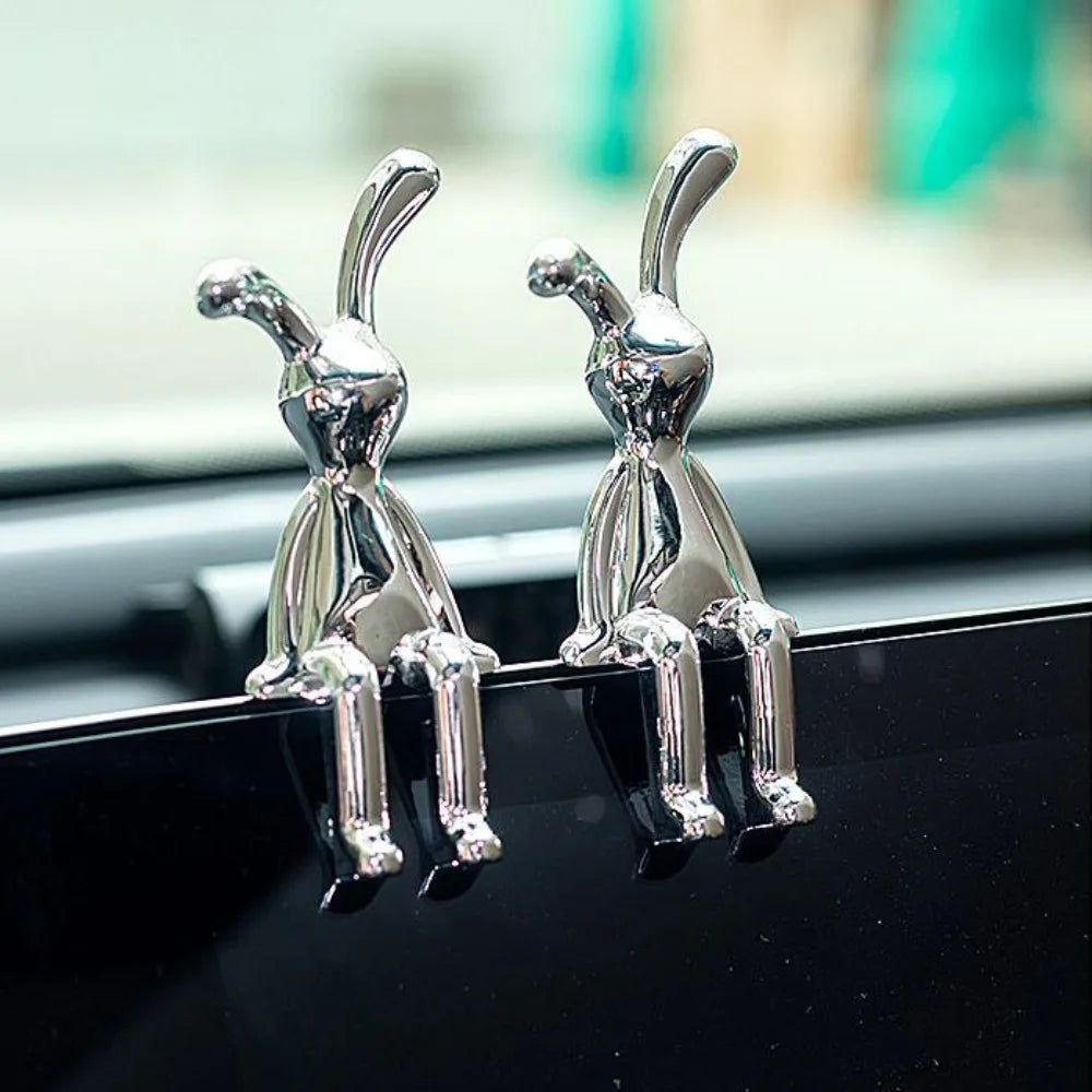 Cartoon Rabbit Decorative Ornament Long Eared Rabbit Eco-friendly Plastic Car Interior Decoration Cute Electroplating Home Decor