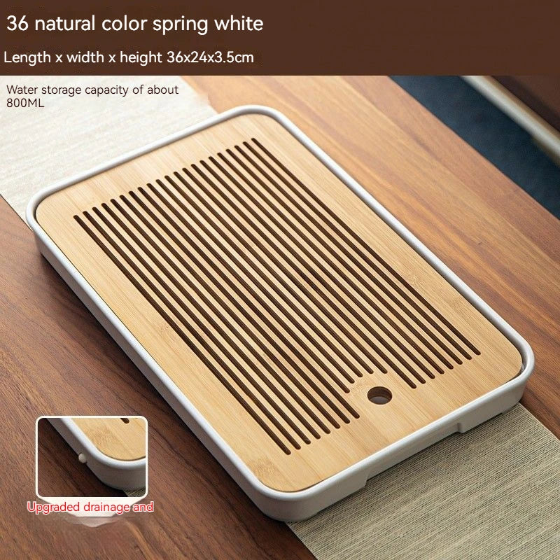 GIANXI Bamboo Tea Tray Small Household Tea Tray Simple Kung Fu Tea Set Drainage Storage Drainage Dry And Wet Dual Use