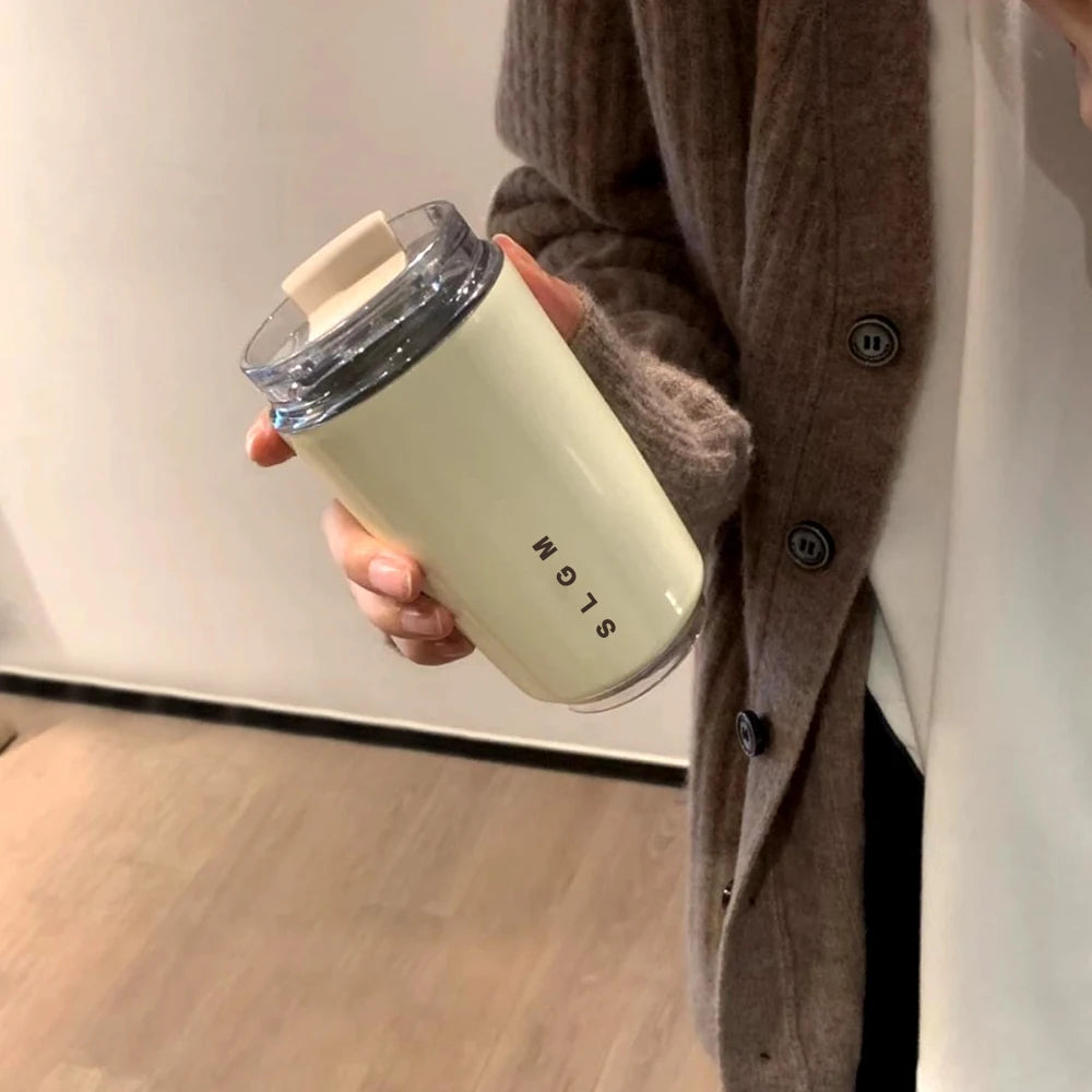 340ml Tumbler Thermos Cup Milky White Coffee Mug Car Insulated Water Bottle Travel Stainless Steel Vacuum Flasks Drinking Kettle