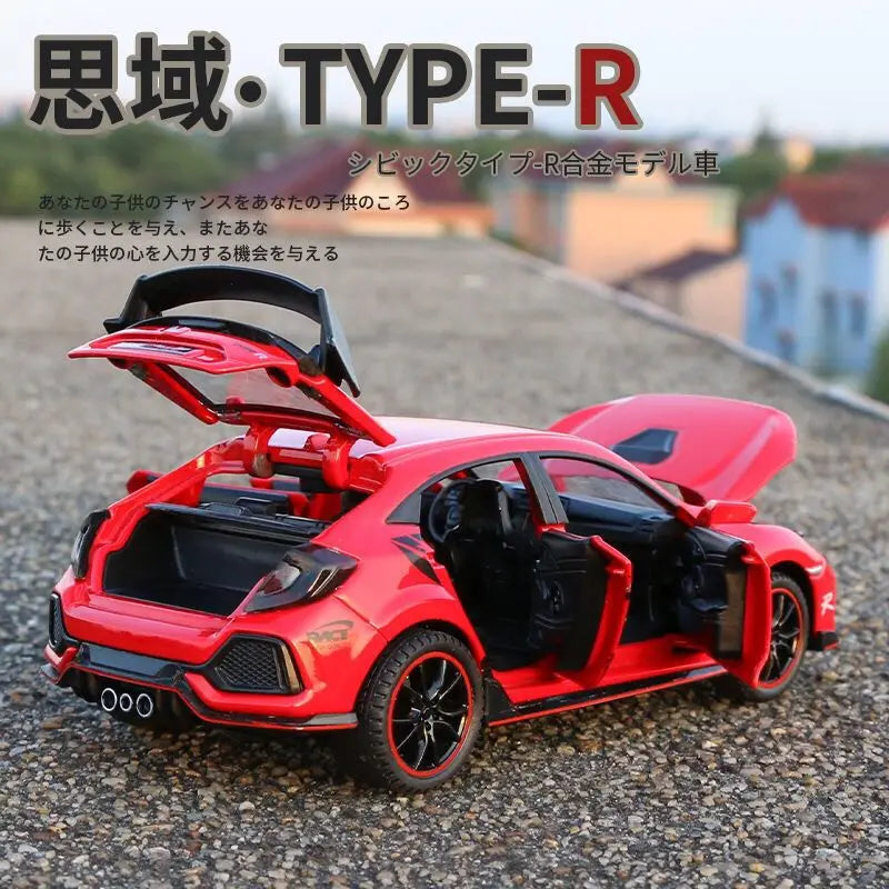 1:32 HONDA CIVIC TYPE-R Alloy Car Model Diecasts & Toy Vehicles Metal Sports Car Model Sound and Light Collection Childrens Gift