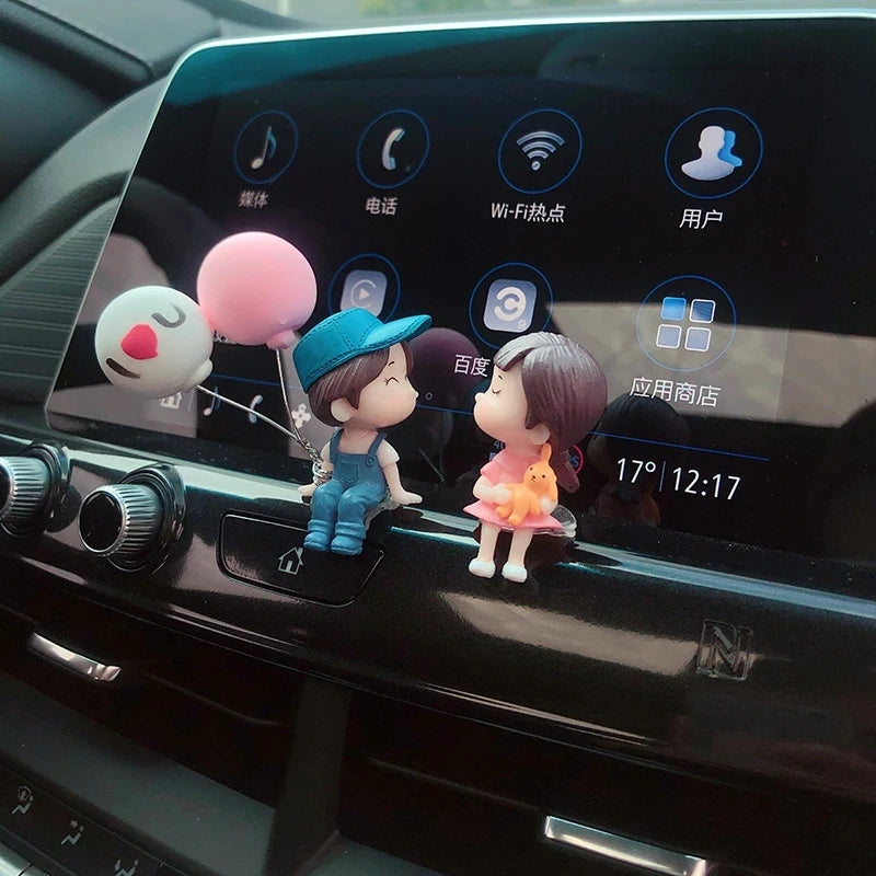 Car Decoration Cute Cartoon Couples Figure Figurines Balloon Home Ornament Auto Interior Dashboard Accessory For Girls Gifts