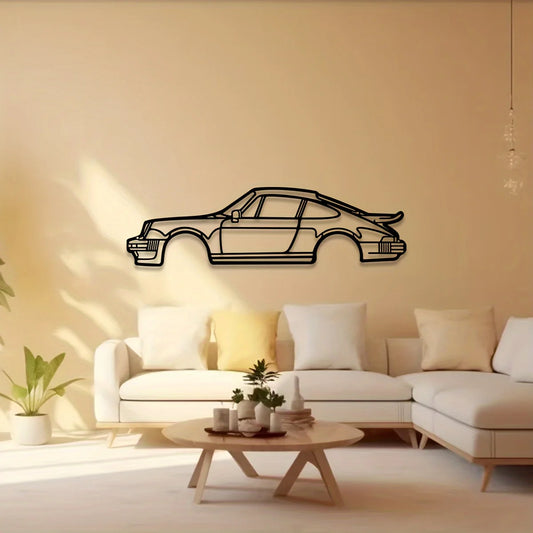 Contemporary Metal Wall Art: 911 Sports Car Silhouette for Auto Enthusiasts