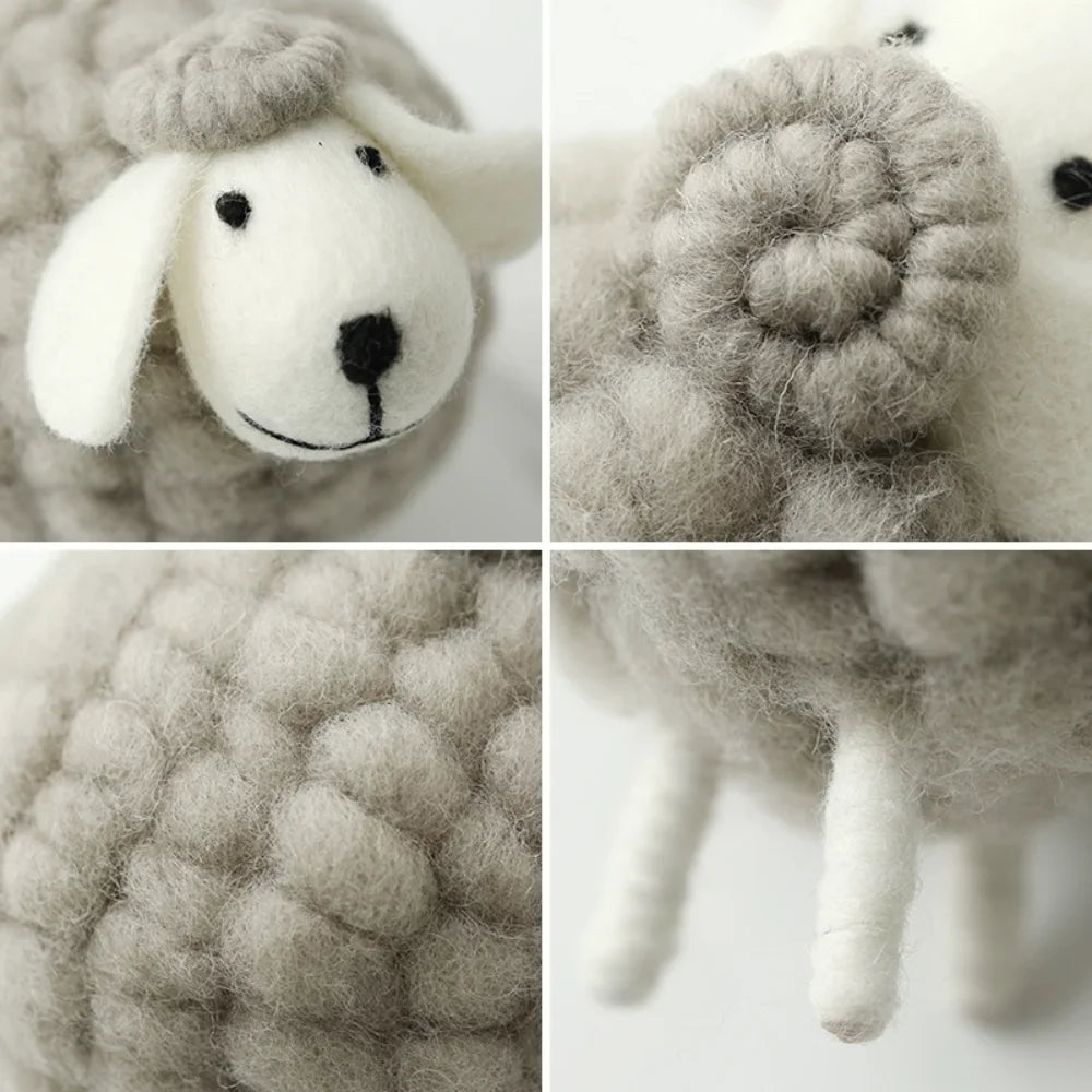 Scandinavian Ins Style Cute Felt Sheep Ornaments Desktop Decorations Children's Room Personality Girl Desk Small Ornaments