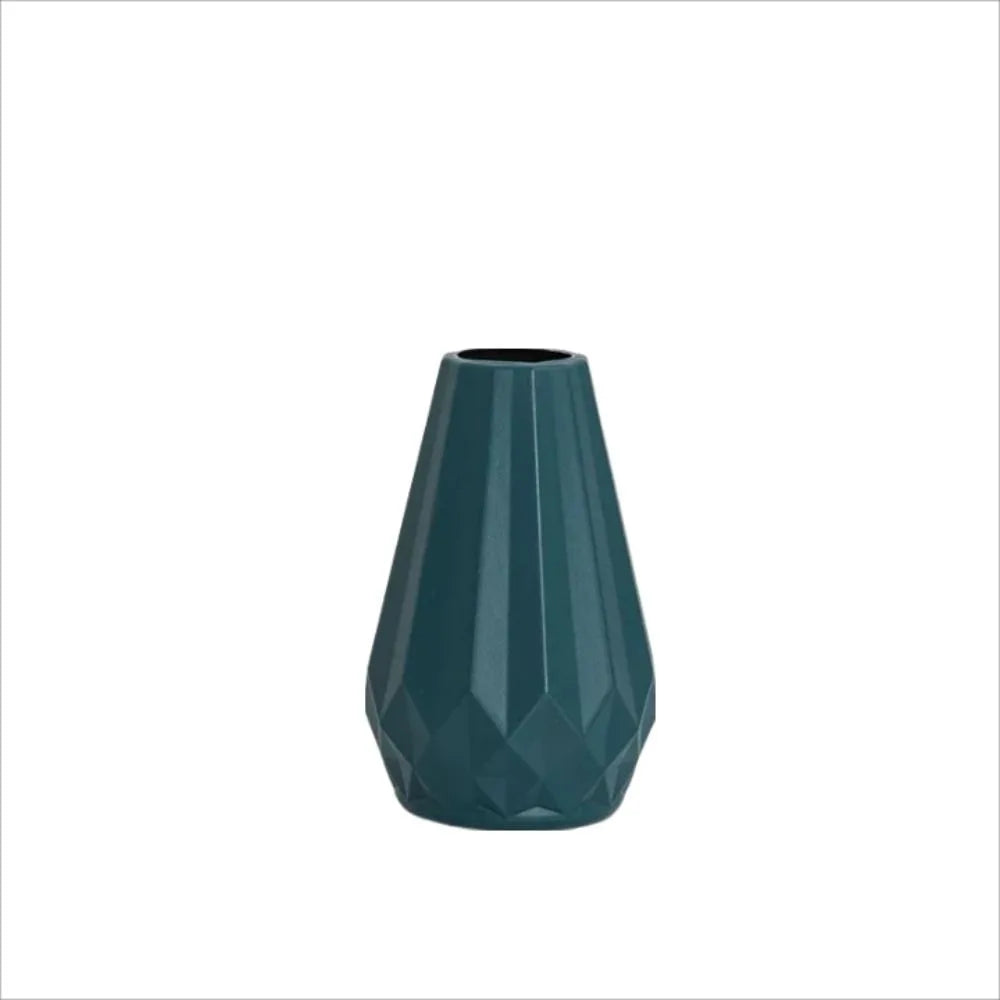 Plastic Flower Vase New Spiral Design Imitation Ceramic Flower Arrangement Diamond Shaped Modern Flower Pot Home Decoration