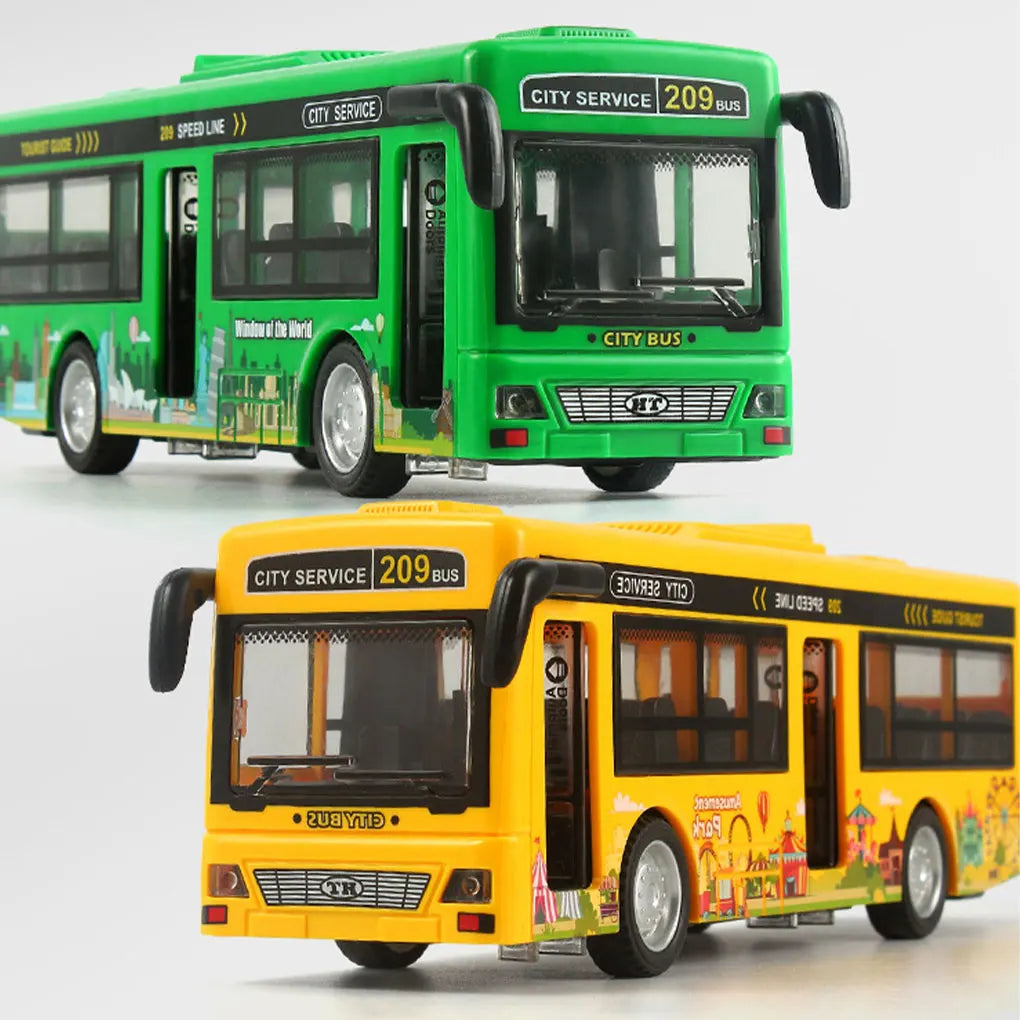 Openable Doors Built-in Lighting Music Simulated Bus Toys Interactive Toy Car Collection Educational Toy Boy Girl Birthday Gifts