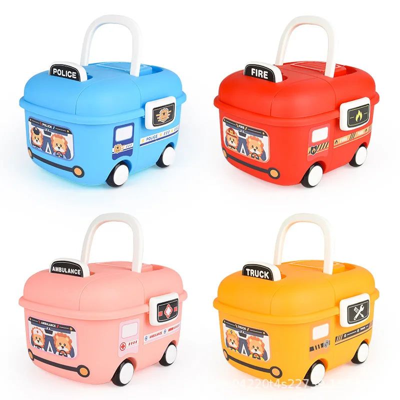 Children's Cartoon Cute Fun Storage Box Cartoon Pulley Design Handling Worry-free Household Baby Sundry Storage Box Sub