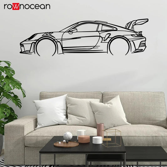 911  Sports Car Silhouette Wall Art,Wall Art Decor, vinyl sticker murals Gift For Car Lovers, Gifts For Him  Beauty Shop  5J11