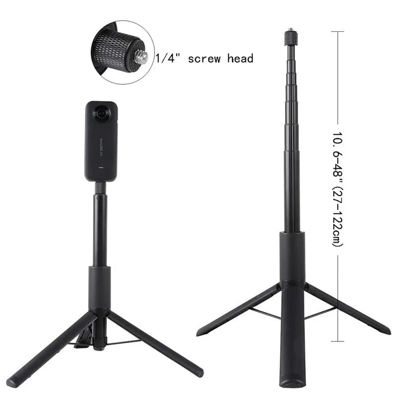 For Insta360 X4 2-in-1 Invisible Selfie Stick + Tripod Extendable For Insta360 X4 / X3 Ace Pro / Gopro 12 11 10 / DJI Action 4 3