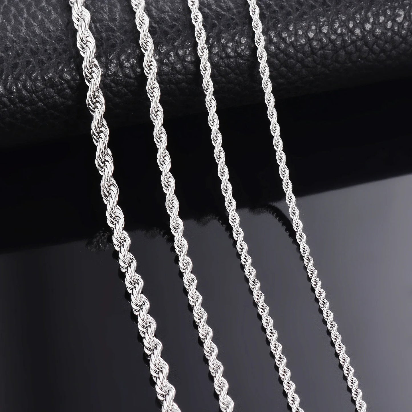 1 piece 925 sterling silver Width 2mm/3mm/4mm Rope Chain Necklace/Bracelet For Men Women Man Fashion Chain Necklace