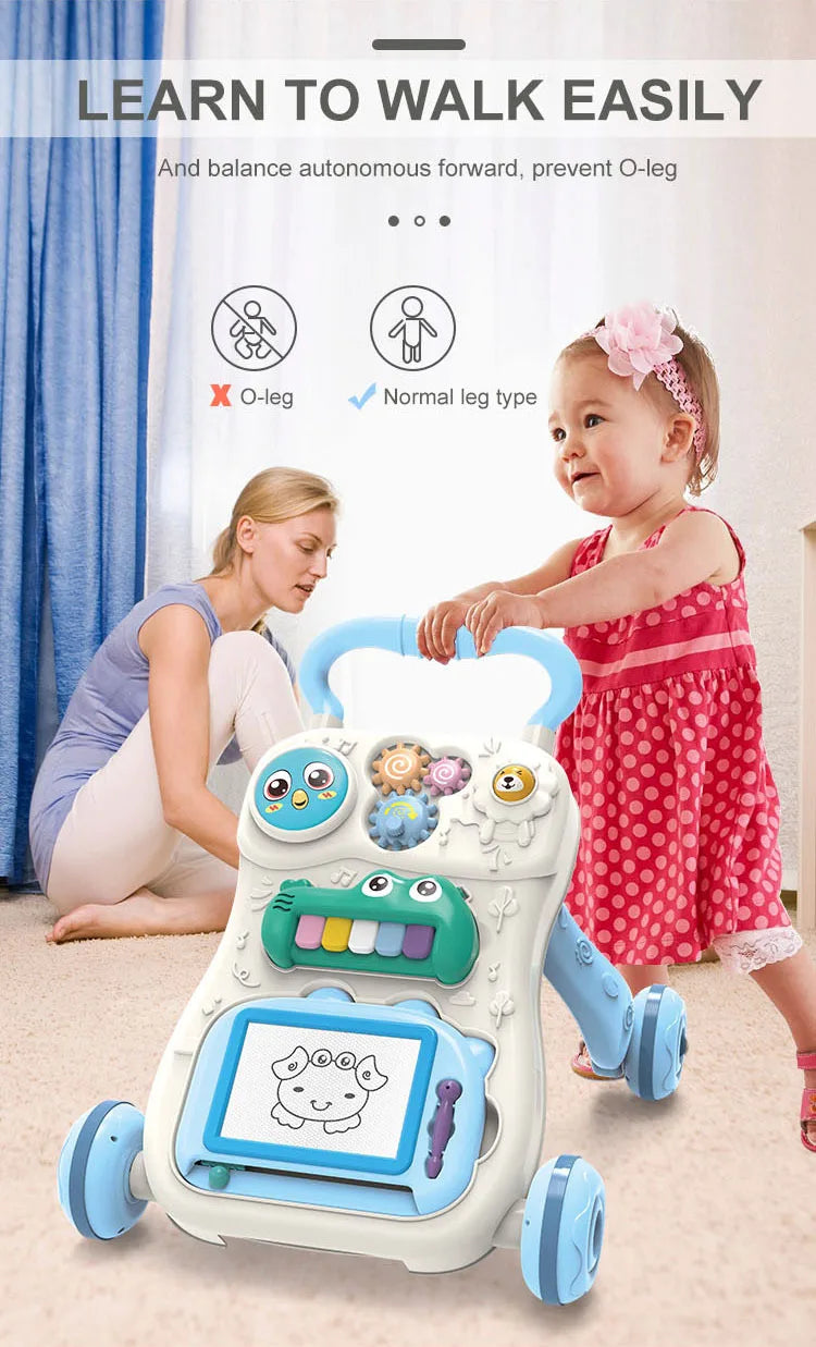 Baby Drag Walker with Wheel Kawaii Elephant Musical Toy Push Walking for Toddler Multifunction Activities Baby Toy 0-12 Months