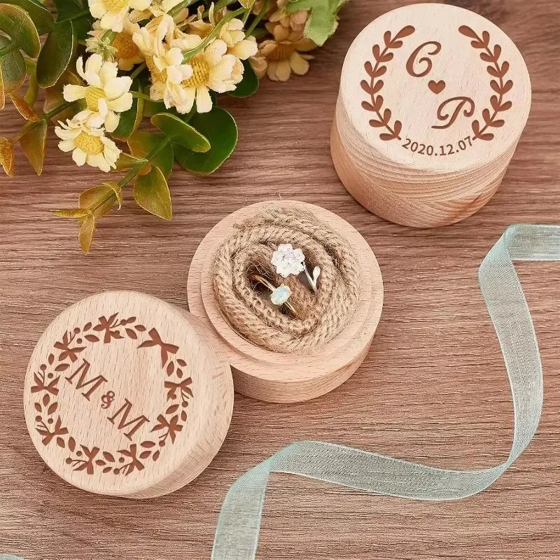 1/10PCS Mini Round Wooden Boxes Natural Wood Jewelry Rings Earrings Storage Container DIY Anniversary Valentine's Day Gift Decor