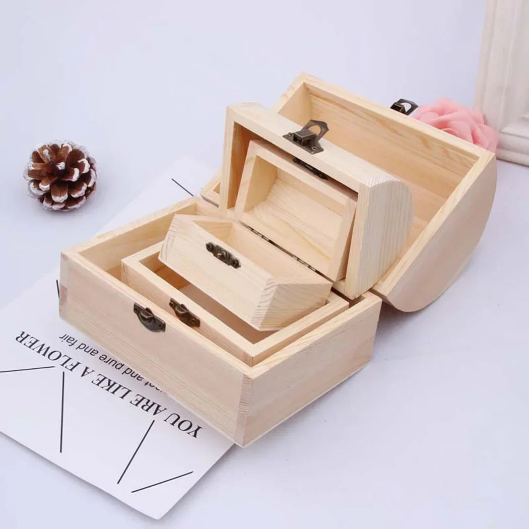 Decorate Wooden Box Trinket Craft Keepsake Pine Plain Small/Large Storage Wedding Wooden Arched Hinged Practical