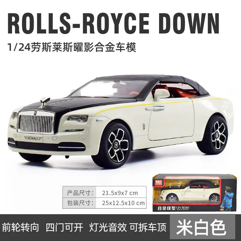 1:24 Rolls Royce Dawn Car Model Simulation Alloy Convertible Sports Car Sound And Light Pull Back Toy Car Boy Collection Gift