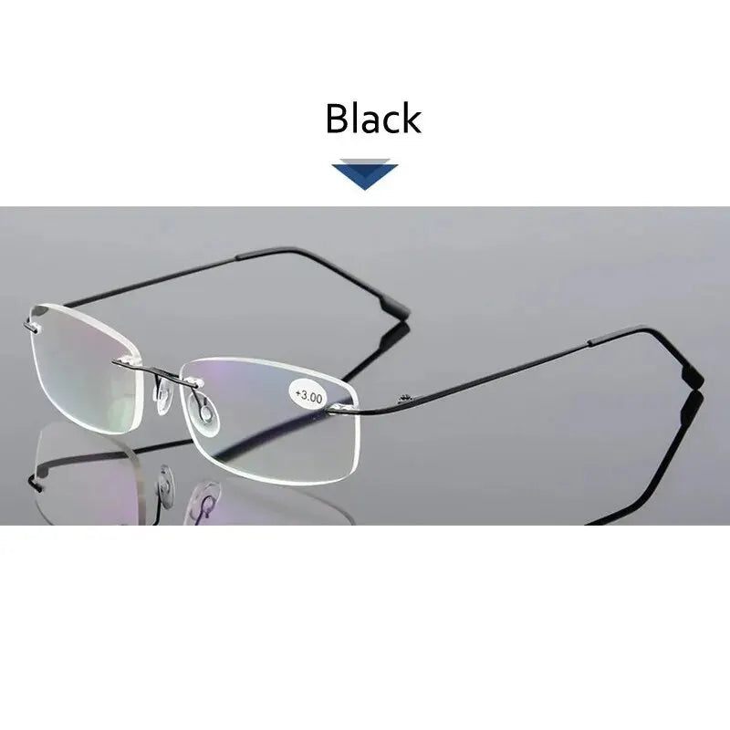 Ultralight TR90 Memory Titanium Rimless Reading Glasses Men&Women Presbyopic Eyeglasses +1.0 +1.5 +2.0 To+3.5 +4.0