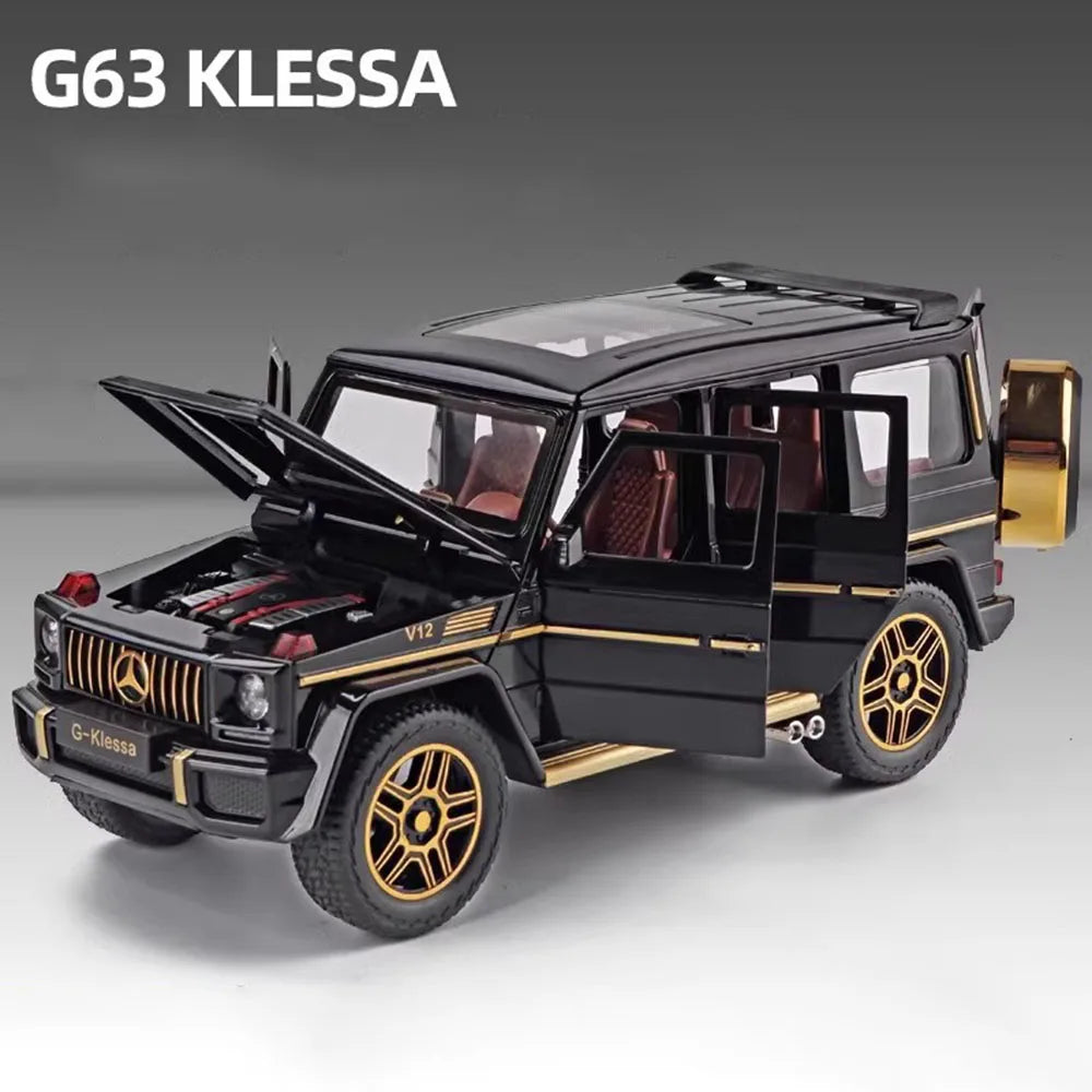 1:24 Mercedes-Benz AMG G63 Car Model Toy Metal Diecast Off-road Vehicle Models Ornaments Sound Light Pull Back Toys Collection