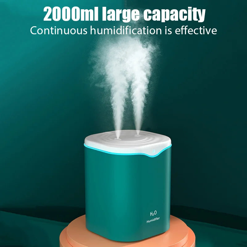 New USB Humidifiers Silent Double Spray Large Capacity Household with LED Lamp Air Conditioning Room Air Humidification Spray