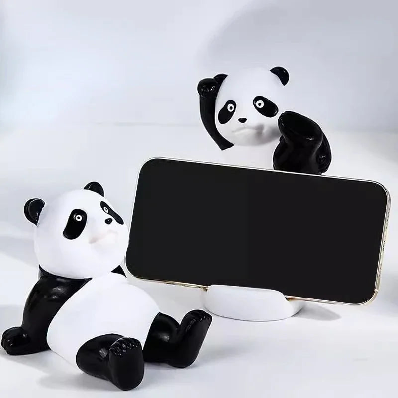 Panda Figurines Desktop Phone Holder Stand Mobile Phone Support Ornaments Office Desk Ornaments Small Car Interior Decoration