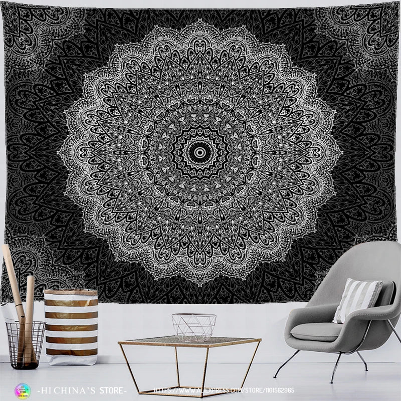 Mandala Tapestry Wall Hanging Boho Wall Cloth Room Decor Aesthetic Psychedelic Hippie Sun Moon Tapestry Bedroom Home Decoration