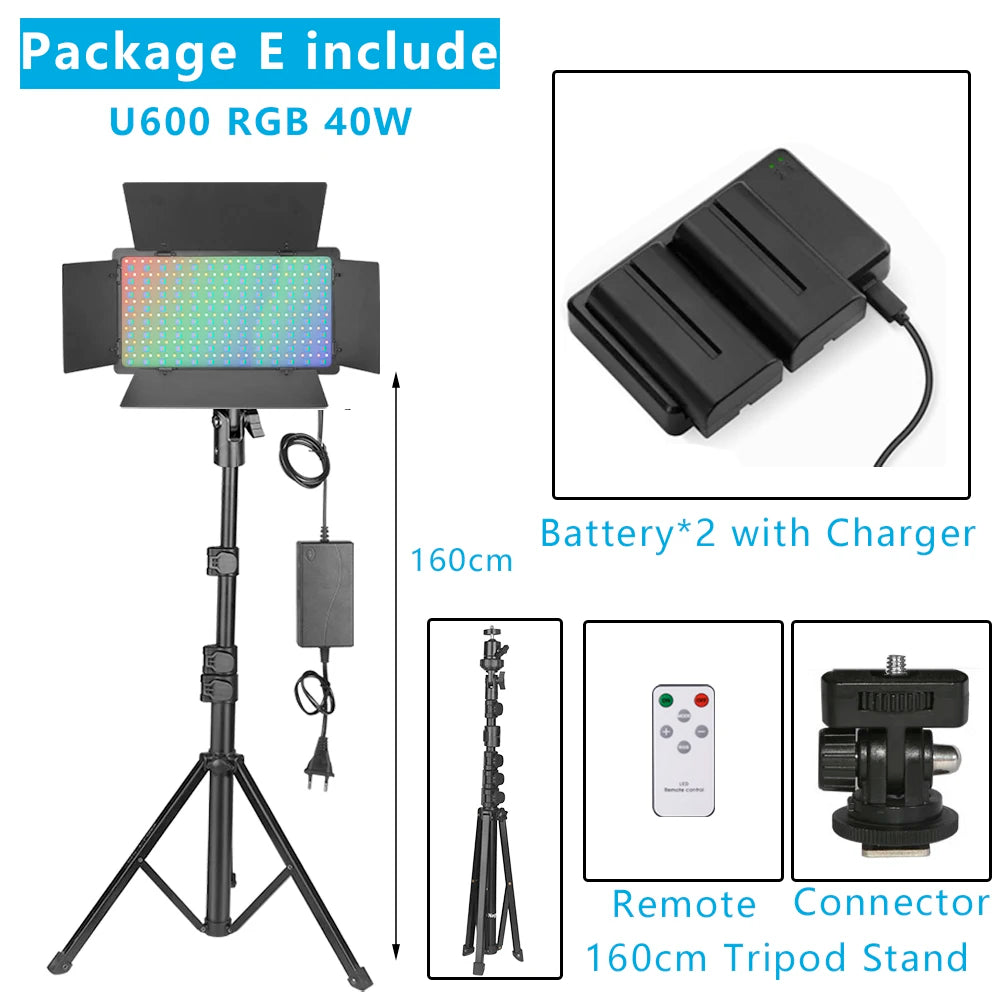 U800 RGB Photo Light LED Photo Studio Light Camera Phone Video Recroding RGB Panel Lamp LED Vdieo Light for YOUTUBE Tiktok LIVE