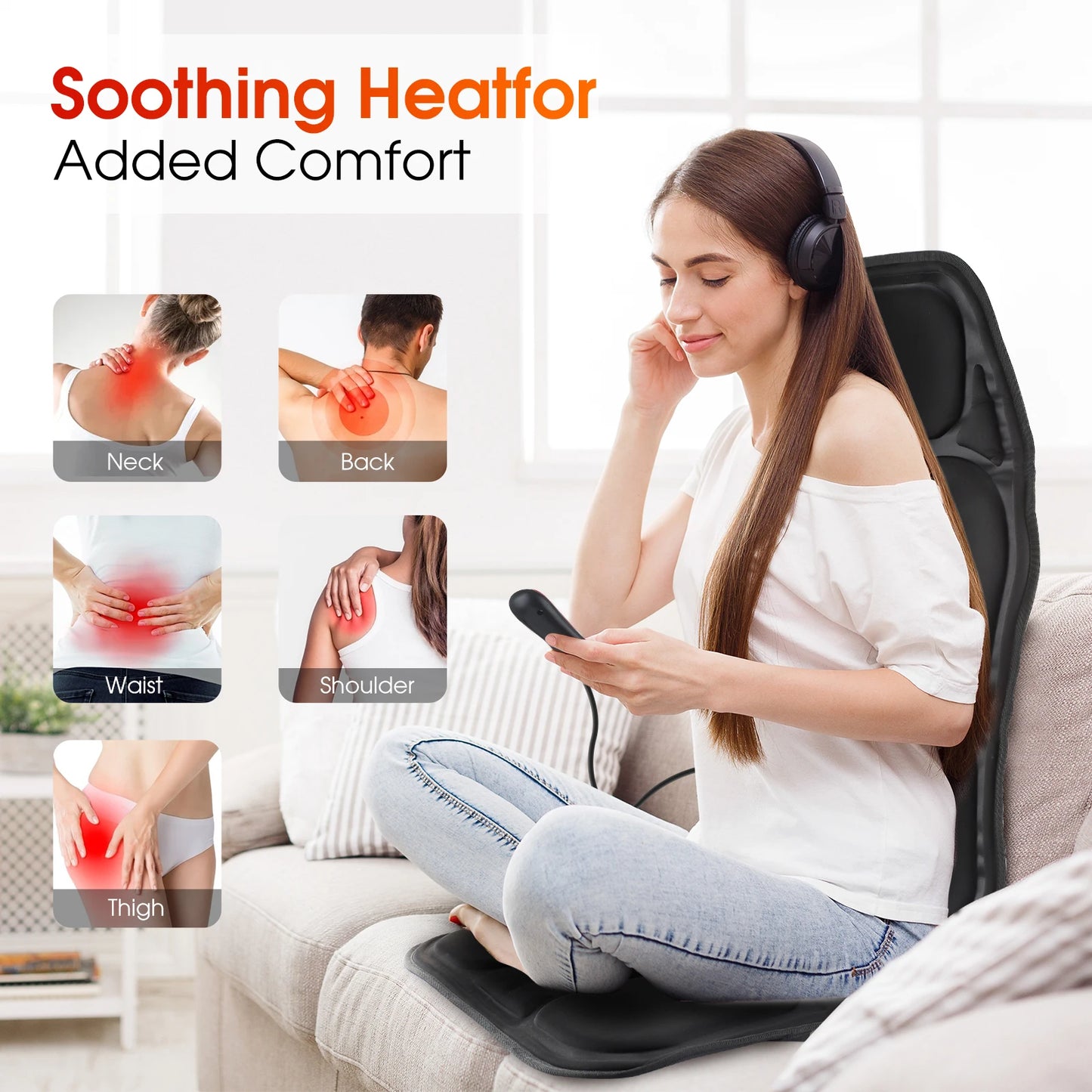 Electric Heating Vibrating Back Waist Massager For Car Chair Shoulder Cervical Massage Lumbar Pain Relief Office Home Mattress