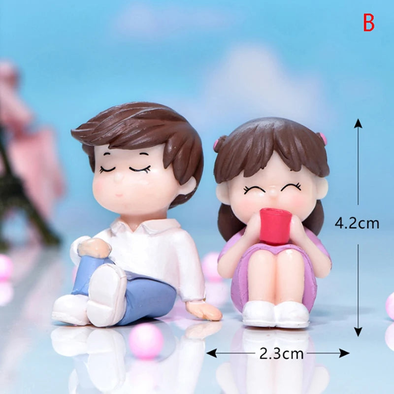 Mini Cute Figurines Couple lover Miniature Wedding Gift Miniature Landscape Ornaments Fairy Garden Bonsai DollHouse Decorations