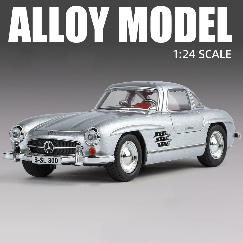 1:24 Scale Car Model Mercedes Benz 300SL Alloy car Model Classic Vintage Diecast Metal Sound Light Collecties Childrens Toy Gift