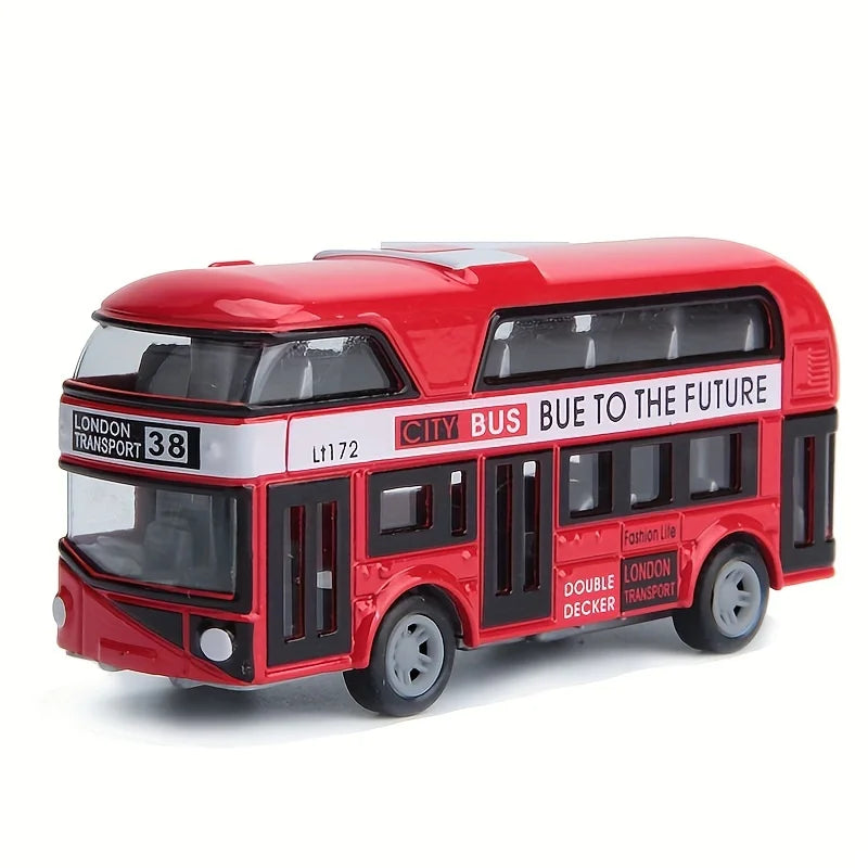 City Bus Sightseeing Double Decker Bus Model Pull Back VehiclesToy Die Cast Pull Back Vehicles Mini Tourist Model Car for Boys