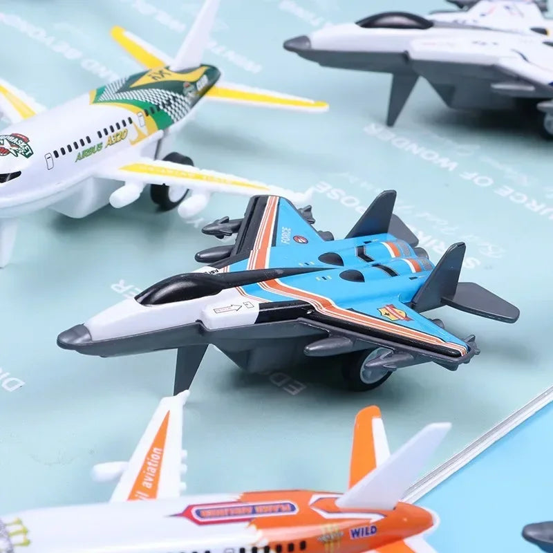 1PC Kids Aircraft Toy Simulation Mini Airplane Model Children Alloy Iron Pull Back Plane Toy Baby Educational Toy Gifts Random