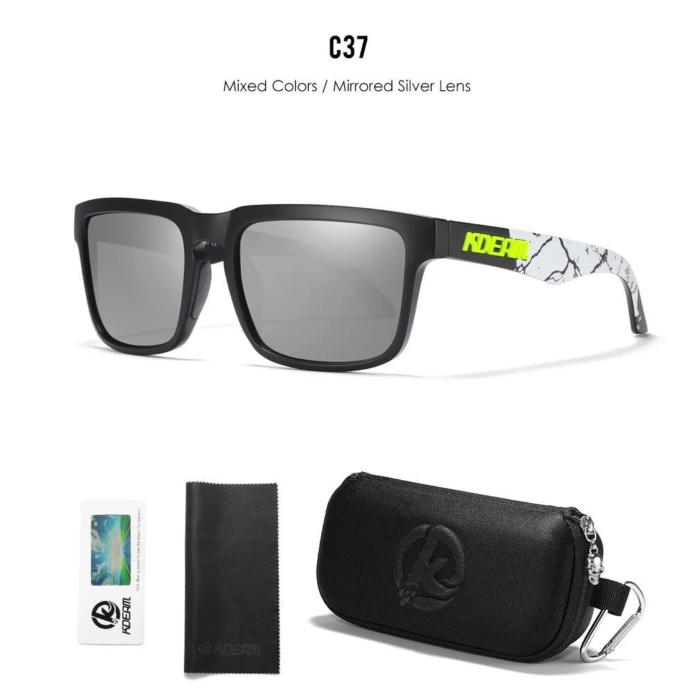 KDEAM Men's Polarized Sunglasses Square Casual Outdoors Sun Glasses Women Unisex Sunglass For Couple With Zipper Case