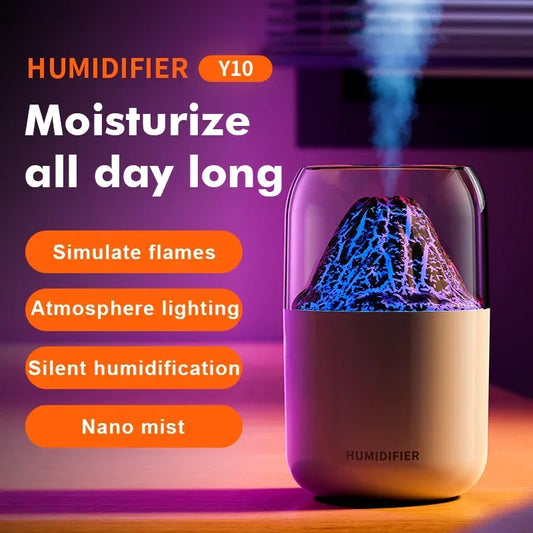 Mini Humidifier USB Volcano Humidifier Atomizer with Atmosphere Light Mute Humidifier Creative Gift Humidifier Spray Machine