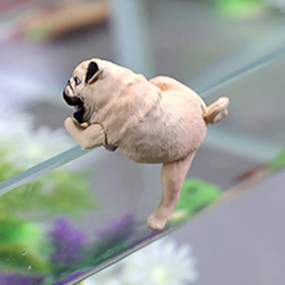 New Arrival Realistic Mini Pug Dog Figurine Hanging on Cup Rim DIY Fairy Garden Accessory Wholesale Dropshipping