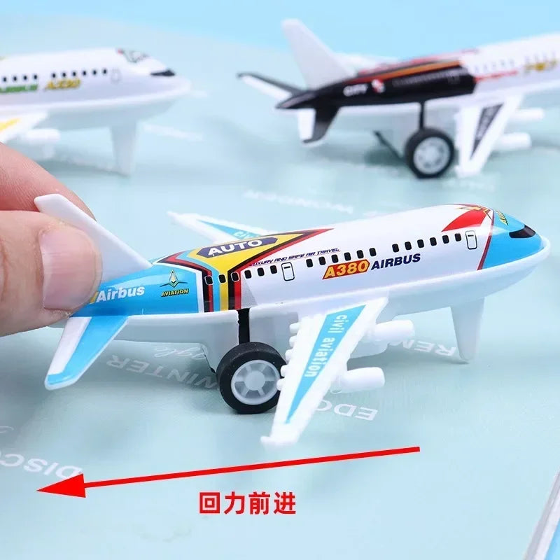 1PC Kids Aircraft Toy Simulation Mini Airplane Model Children Alloy Iron Pull Back Plane Toy Baby Educational Toy Gifts Random